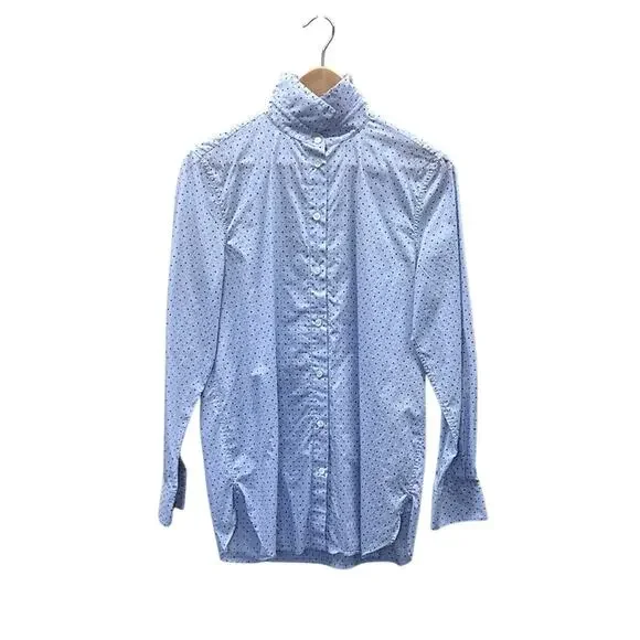 Celine Light Blue Polka Dot Button Down Shirt - Picture 6 of 13